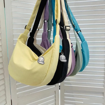 Women’s Solid Harajuku Shoulder Bag – Large Capacity Multifunction Crossbody Handbag for Teens & Everyday Use