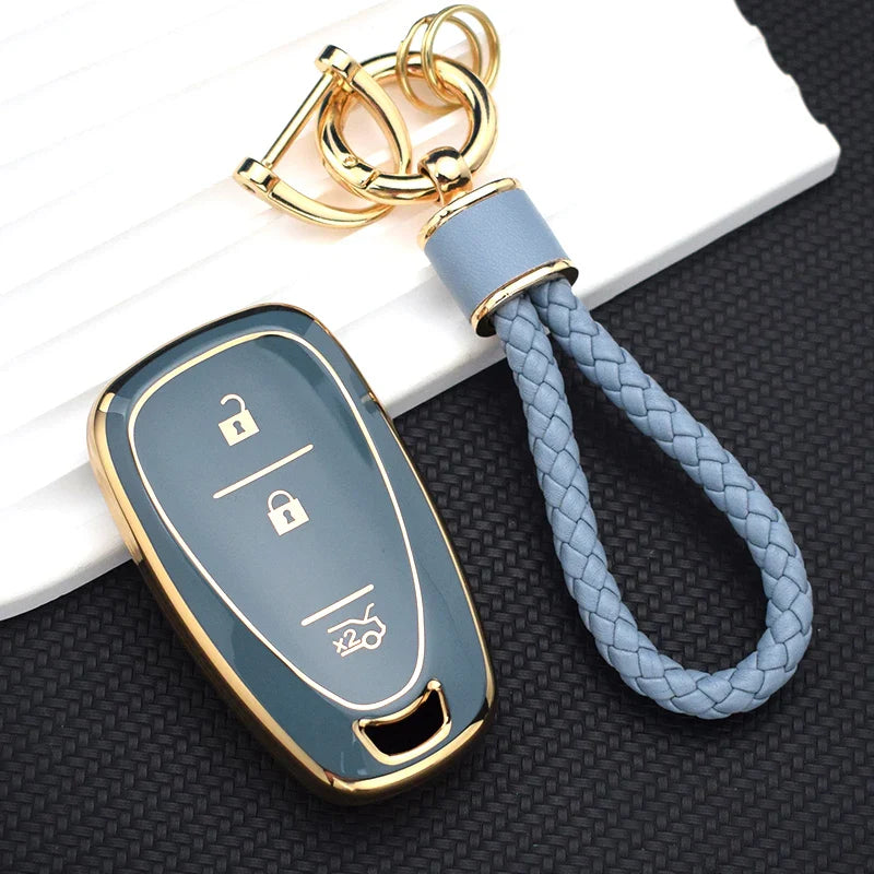 TPU Car Key Case Cover – Compatible with Chevrolet Malibu, Blazer, Traverse, Seeker, Onix, Equinox, Volt, Bolt, Trax, Orlando, Cruze, Spark, Sonic, Camaro