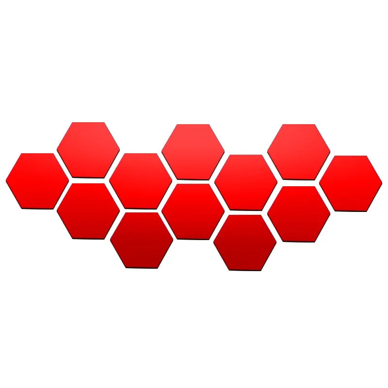 6/12pcs 3D Hexagon Rose Gold Mirror Wall Stickers – DIY Living Room, Bedroom, Bathroom Wall Decor