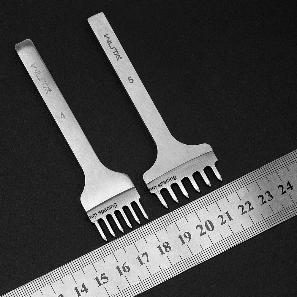 WUTA Leather Chisel Tool – Diamond Pricking Iron with 3/4/5/6mm Hole Punch for Stitching & Leathercraft