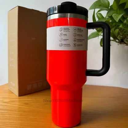 2025 New Stainless Steel Travel Mug with Handle & Straw Lid – 30oz/40oz Vacuum Insulated, Double Wall Thermal Iced Cup