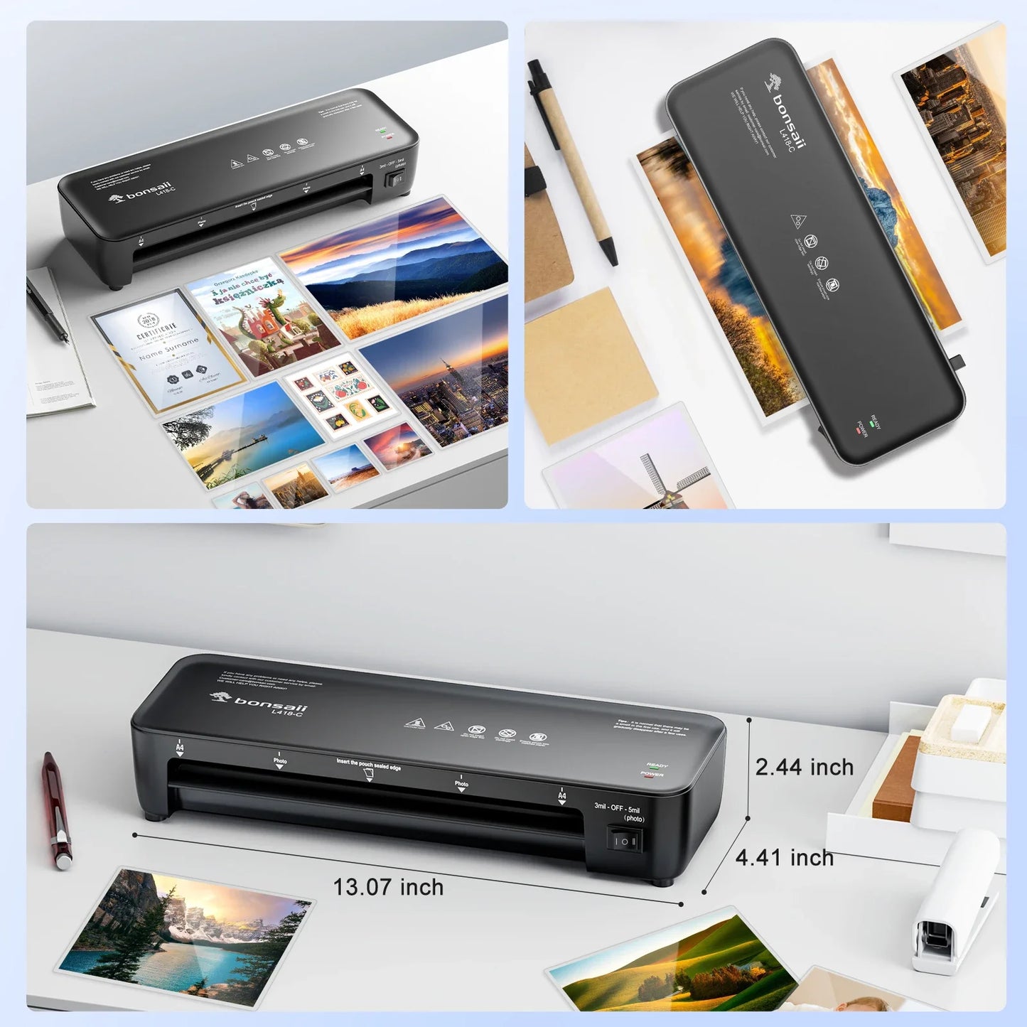 Bonsaii 9-Inch Thermal Laminator – Never Jam Technology for Documents, Posters & Photos, Ideal for Home, Office & School
