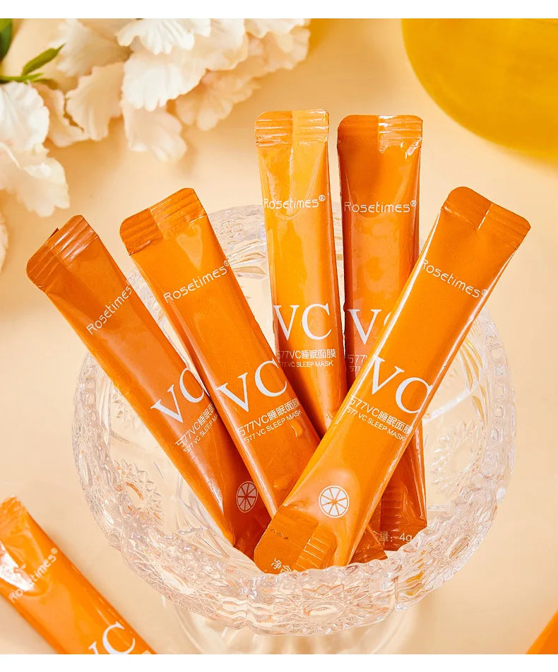 30pcs Vitamin C Sleeping Masks – Disposable Moisturizing, Firming, and Rejuvenating No-Wash Facial Mask for Skin Care