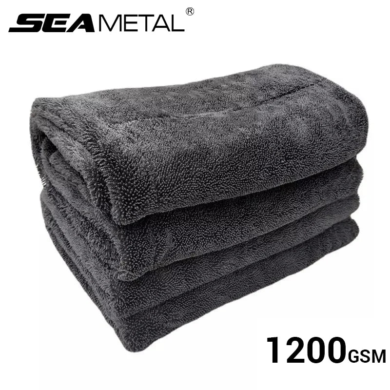 SEAMETAL 1200GSM Microfiber Car Wash Towel – Double-Sided Ultra Absorbent Cleaning & Drying Cloth