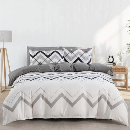 Grey Feather Duvet Cover Set – Full/Queen Boho Bird Plume Luxury Soft Reversible Comforter for Kids & Teens