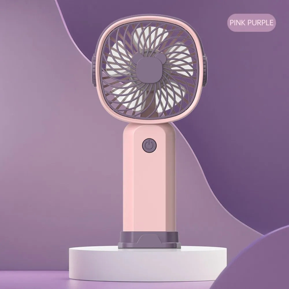 Portable Mini USB Fan – Handheld & Desktop Fan with Phone Holder, 3-Speed Adjustable Wind, Long Battery Life, Multi-Function Cooling Fan