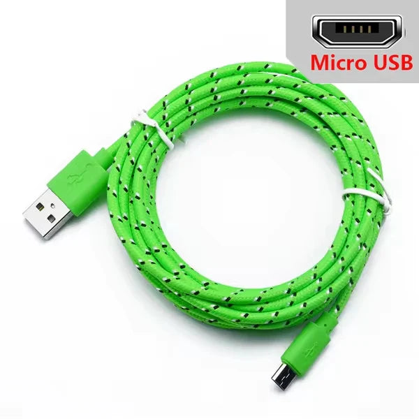 2.4A Micro USB Cable – Nylon Braided 0.5m/1m/2m/3m for Data Sync & Charging, Compatible with Samsung, Huawei, Xiaomi, Android