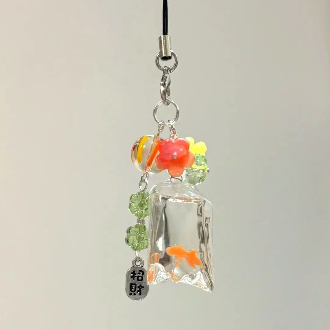 Cute Fish Phone Charm Pendant — Colorful Lucky Case Accessory for iPhone 15, CCD Camera, Schoolbag DIY, Korean Flower Bead Customizable