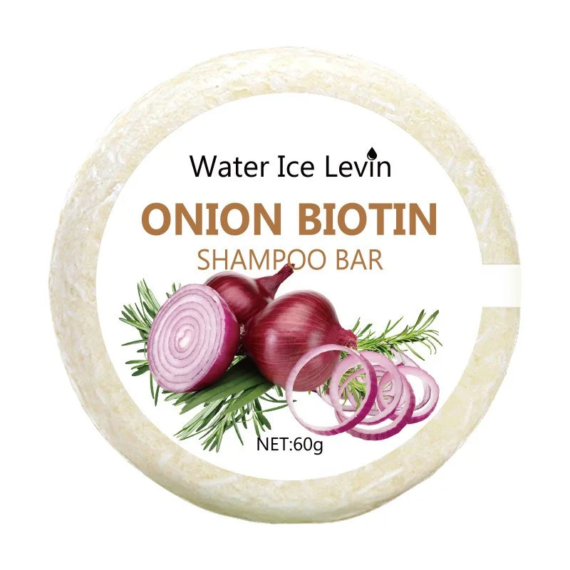 Onion & Biotin Shampoo Soap Bar 60g with Rosemary Extract for Moisturizing Hair Care