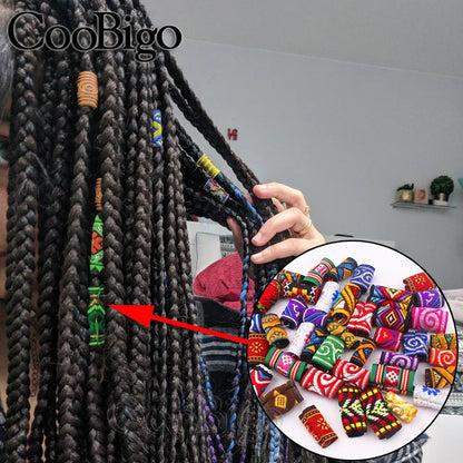 Braid Hair Rings & Tubes — Hip-Hop Dreadlock Beads, Embroidery Fabric Clips, Cuffs & Hair Decor DIY Craft Supplies by CooBigo