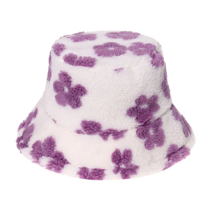 Women’s Winter Bucket Hat – Fashion Leopard Panama, Warm Vintage Faux Fur Fisherman Cap