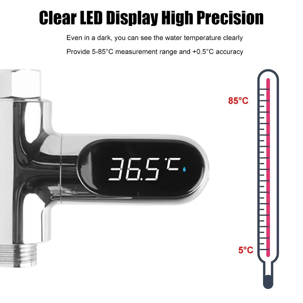 Home LED Display Hot Tub Water Temperature Monitor - Electricity Water Thermometer for Shower Faucets and Bathing Temperature