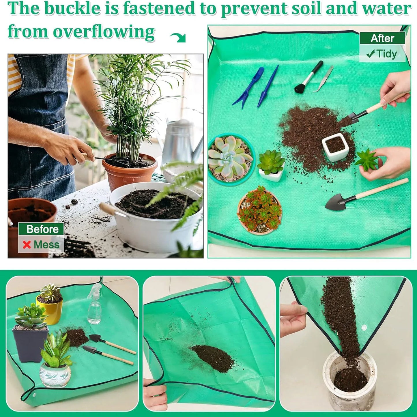 Waterproof Gardening Mat - Thickened Reusable Plant Repotting Pad for Soil Changing & Pot Transplanting