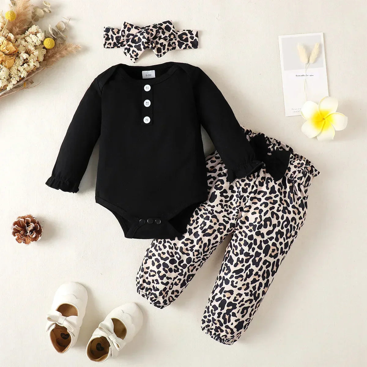 Newborn Baby Girls Clothes Set – Pink Ruffle Top & Heart Print Bow Trousers, Princess Casual Outfit for Infants