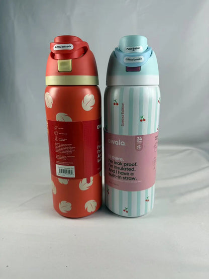 32oz & 24oz One-Touch Pop-Up Sports Water Bottle — Vacuum Insulated Tumbler with Straw & Spout, Leakproof for Outdoor and Gym Use