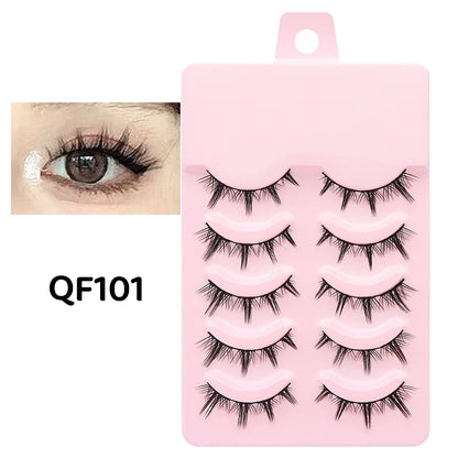 DINGSEN 5 Pairs Manga Style False Eyelashes — Soft, Natural, Long Anime Wispy Strip Lashes for Makeup