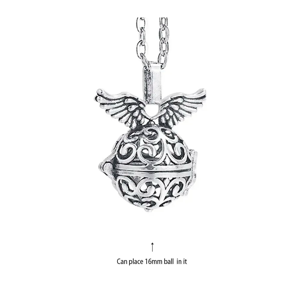Vintage Mexico Angel Ball Chime Necklace – Antique Locket Aromatherapy Essential Oil Diffuser