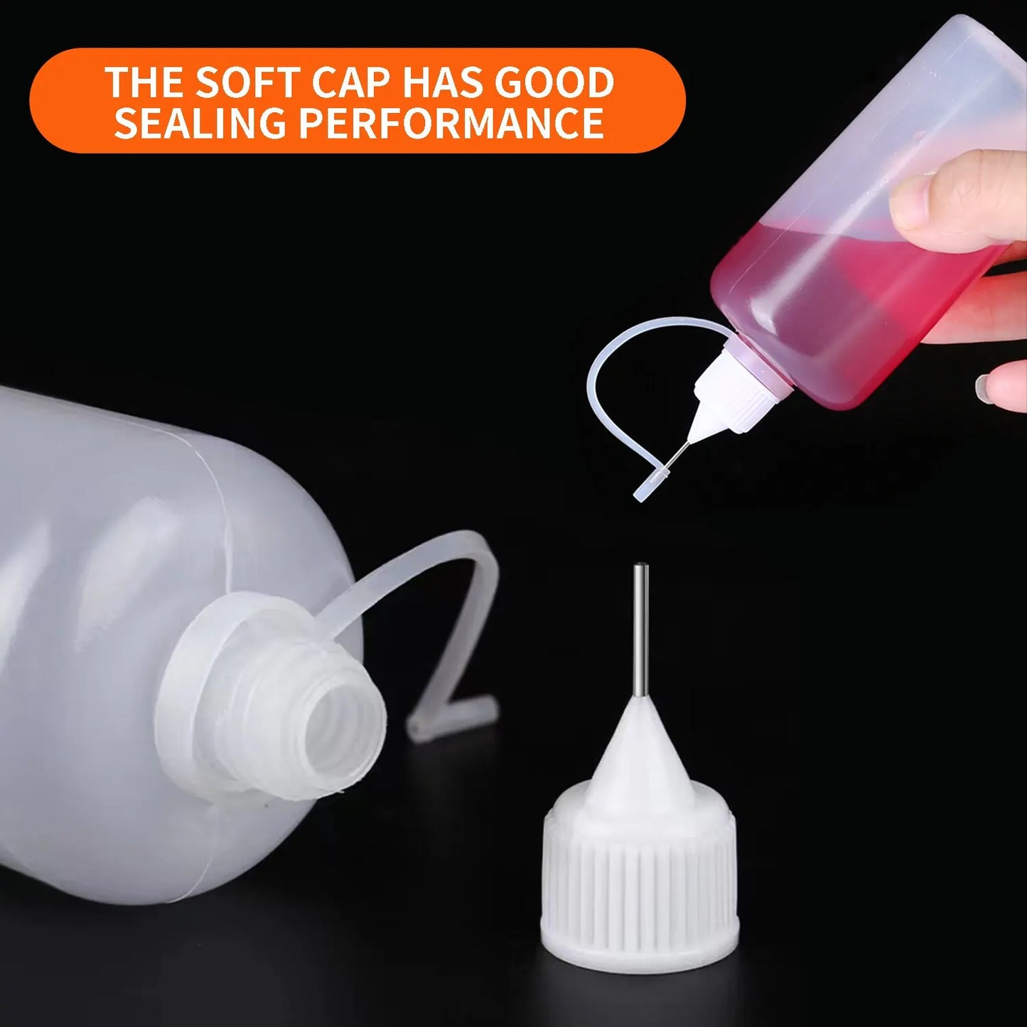 5 Pcs Needle Tip Glue Bottle - Squeeze Plastic Bottle with Dispensing Needle, Sealing Cap, Liquid Flux Dispenser Applicator