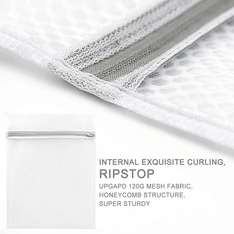 3-Piece Zippered Mesh Laundry Bags Set - Durable Polyester Coarse Net Wash Bags for Washing Machines, Ideal for Delicates and Bras