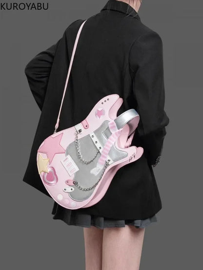 PU Harajuku Guitar Backpack – Cute Y2K Style Mochilas Mujer, Chic Shoulder & Crossbody Bag