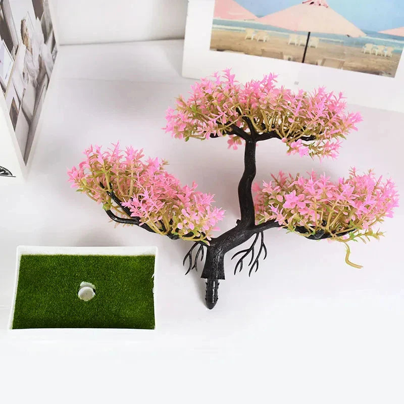 Artificial Bonsai Plants - Small Tree Pot, Fake Plant Flowers for Home, Room, Table Decoration, Hotel, and Garden Decor
