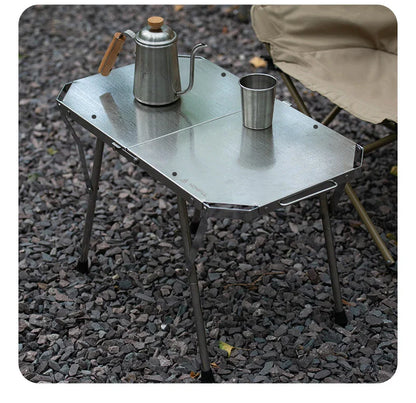 Outdoor Portable Stainless Steel Picnic Table – Durable Height Adjustable Folding BBQ & Camping Cooking Table