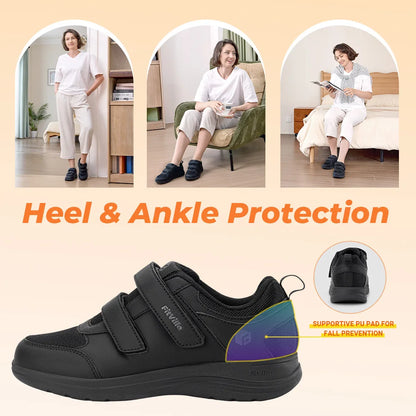 FitVille Women’s Diabetic Walking Shoes – Wide Width Lightweight Adjustable Strap Breathable Mesh Comfort Sneakers