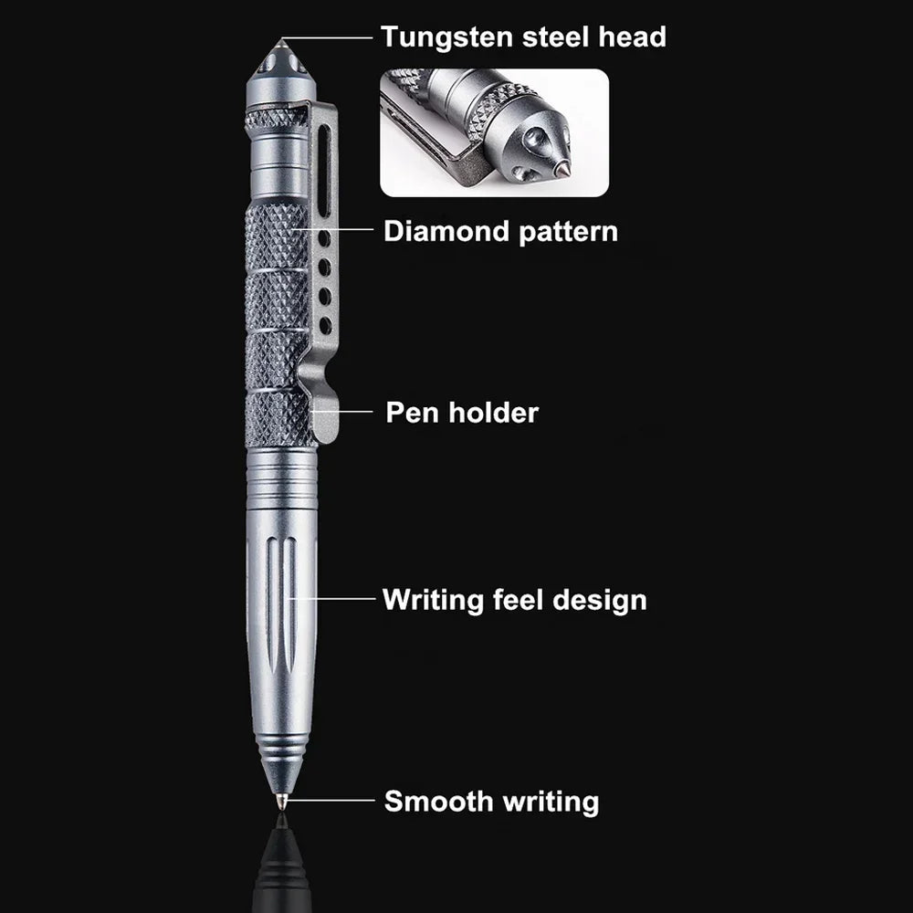 Military Tactical Pen — Multifunction Aluminum Survival & Emergency Glass Breaker