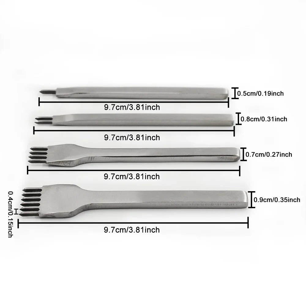 Leather Hole Punch Tool - 3/4/5/6mm Spacing Punch for Lacing, Stitching, and Sewing - DIY Leather Craft Tools with 1/2/4/6 Prong Options