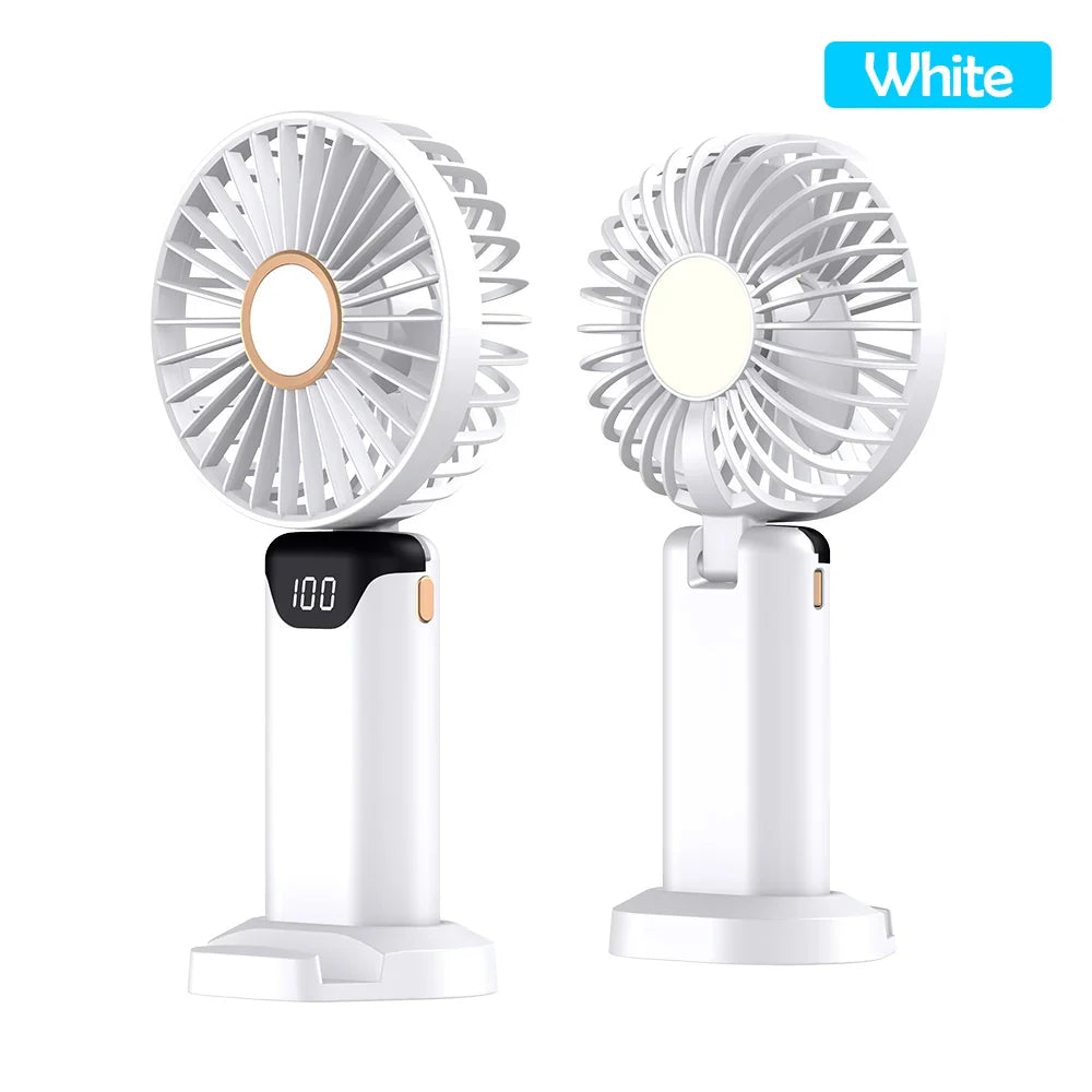 Portable Mini USB Fan – Handheld & Desktop Fan with Phone Holder, 3-Speed Adjustable Wind, Long Battery Life, Multi-Function Cooling Fan