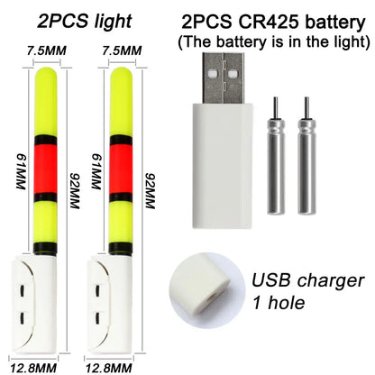 Fishing Electronic Rod Stick Flash Light with CR425 3.6V Lithium Battery – Waterproof LED Luminous Night Fishing Tackle with USB Rechargeable Light Stick Rod Accessory