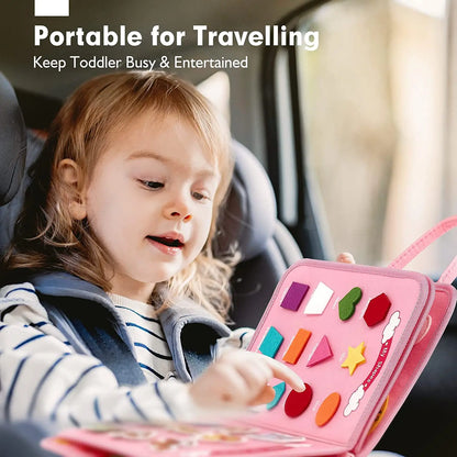 Montessori Busy Book – Portable Educational Toy for Toddlers, Travel Activity Board, Fine Motor Skills & Early Learning