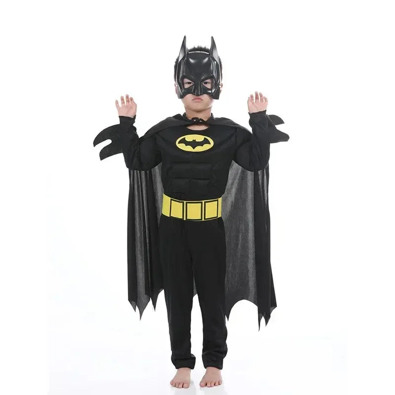 Kids Boys Muscle Superhero Costume — Movie Character Cosplay with Mask & Cloak for Halloween Party