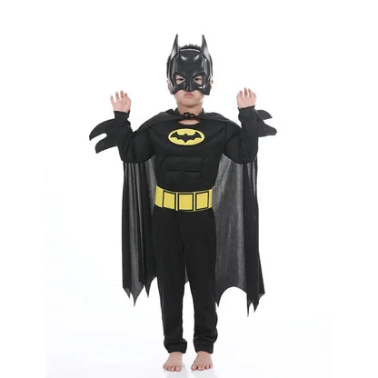 Kids Boys Muscle Superhero Costume — Movie Character Cosplay with Mask & Cloak for Halloween Party