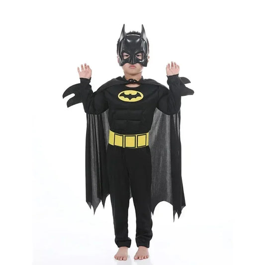 Kids Boys Muscle Superhero Costume — Movie Character Cosplay with Mask & Cloak for Halloween Party