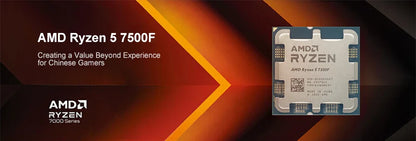 AMD Ryzen 5 7500F CPU - 6-Core, 12-Thread, 3.7GHz, 32MB L3 Cache, 5NM, Socket AM5 (Tray, No Cooler)
