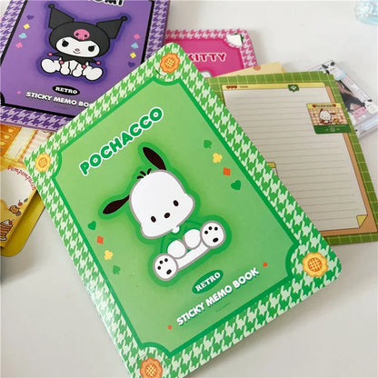 Kawaii Cartoon Sticky Notes – Hello Kitty, My Melody, Cinnamoroll & Kuromi Notebook, Cute School & Office Stationery