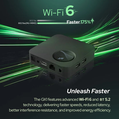 RockTek GX1 UHD Google TV Box — Android TV, 4GB RAM 32GB Storage, Netflix Certified, Dolby Atmos, WiFi6 & BT5.2