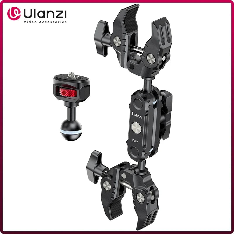 Ulanzi CO17 Super Clamp with 360° Dual-Head Magic Arm & Arri Adapter for Panoramic Camera, LED Light, and Umbrella