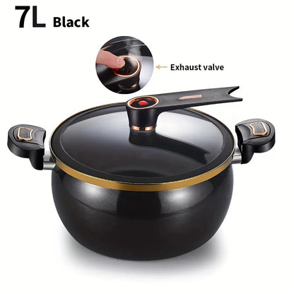 7L Chubby Micro Pressure Pot - Large Capacity Non-Stick Multi-Functional Stew Pot for Gas & Induction Cooking