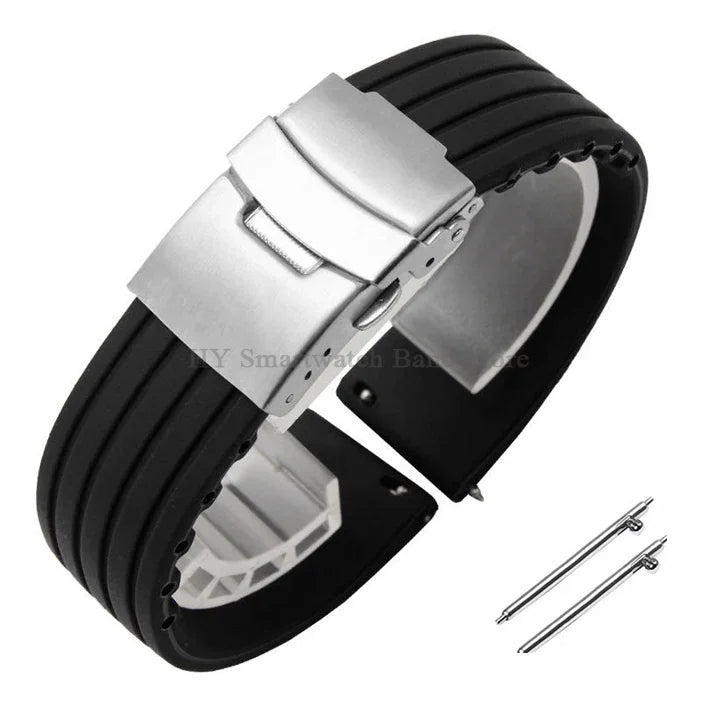 Quick Release Silicone Watch Strap 18–24mm – Sport Rubber Band for Huawei Watch GT2/3/4, Omega, Seiko, Fossil