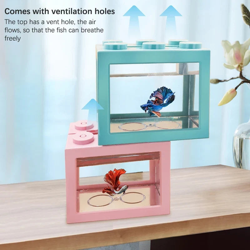 Creative Multicolor Stackable Mini Aquarium & Pet Box - Building Block Fish Tank for Reptiles, Insects & Small Pets