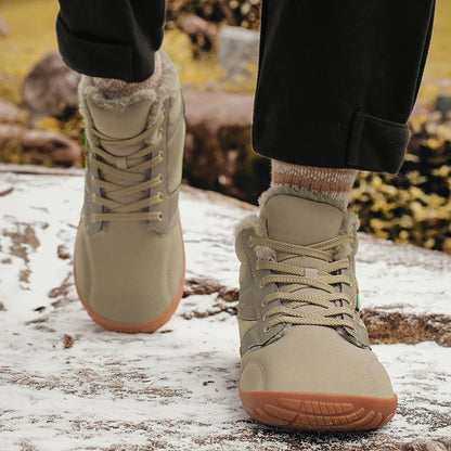 Men's Winter Snow Boots – Warm Fur Lined, Non-Slip Barefoot Outdoor Ankle Sneakers, Lightweight Hiking Shoes, Plus Size