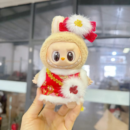 Labubu 1st & 2nd Generation Antique Hanfu Outfit Clothes with Vinyl Pendant for New Year's & Spring Festival