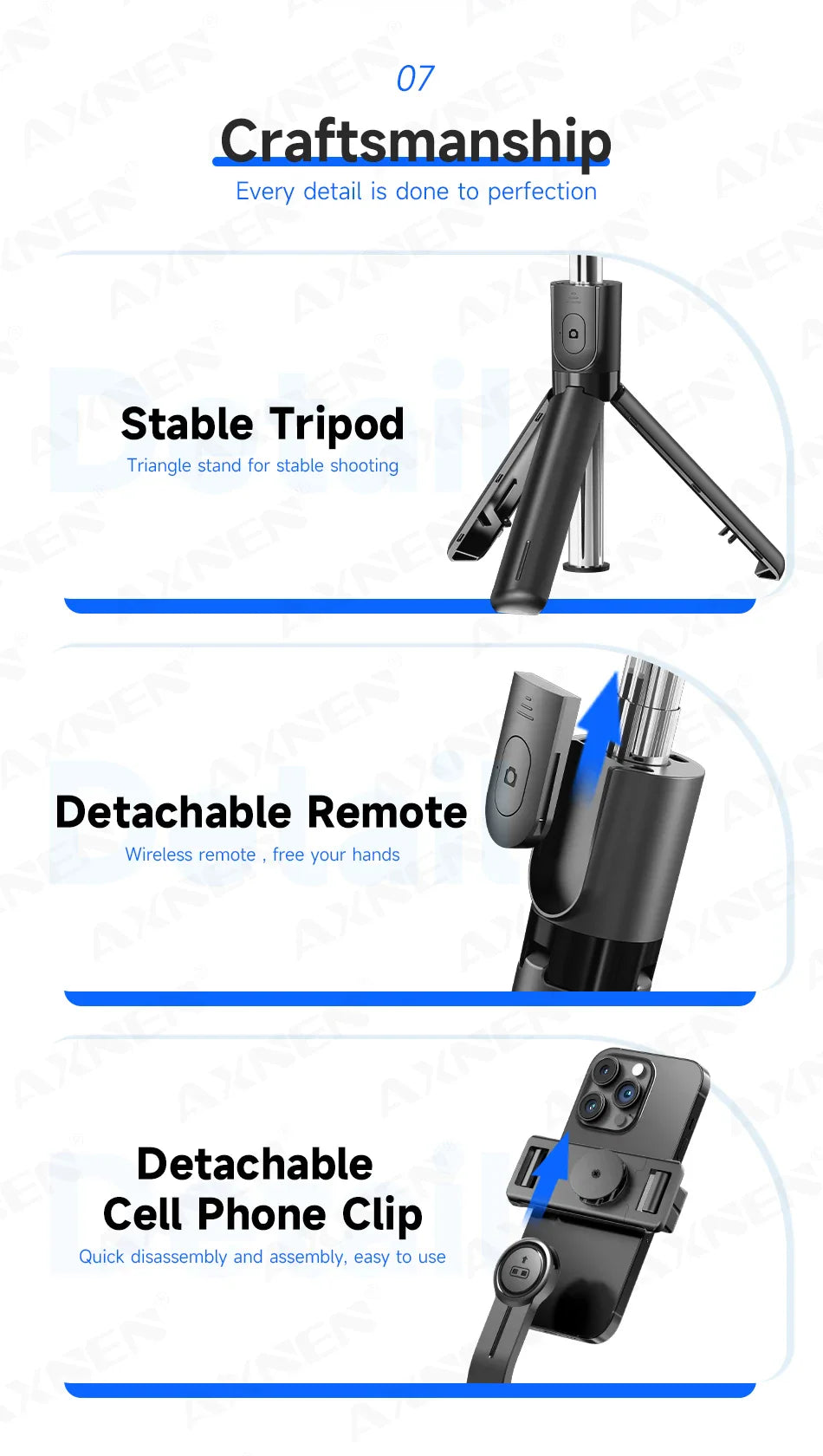Bluetooth Selfie Stick Tripod with Wireless Remote and Phone Holder – Adjustable Desktop Stand for iPhone & Android, Optional Fill Light