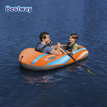 Bestway 61136/61140/61142/61146 Heavy-Duty Inflatable Kayak – 1-3 Person PVC Rafting Boat for Adventure & Thrilling Rides