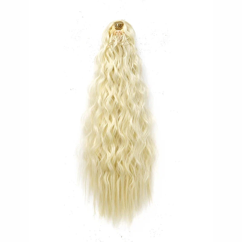 22-Inch Kinky Curly Ponytail Extension - Synthetic Drawstring Clip-In Hairpiece for Women