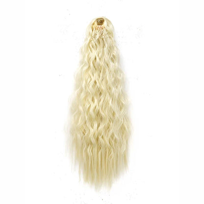 22-Inch Kinky Curly Ponytail Extension - Synthetic Drawstring Clip-In Hairpiece for Women
