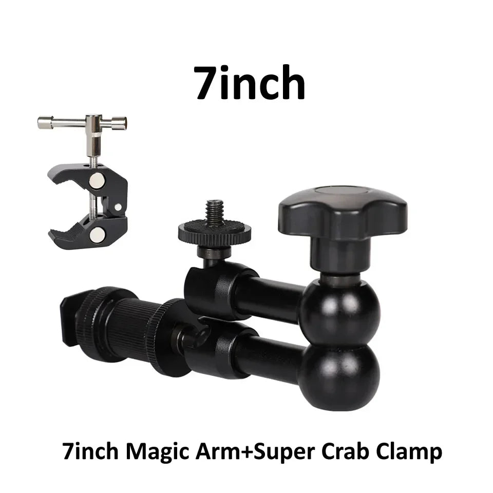 7/11/20 Inch Metal Articulating Magic Arm – Super Clamp Stand for DSLR Camera & Photo Studio Accessories