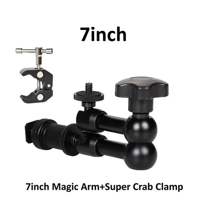 7/11/20 Inch Metal Articulating Magic Arm – Super Clamp Stand for DSLR Camera & Photo Studio Accessories